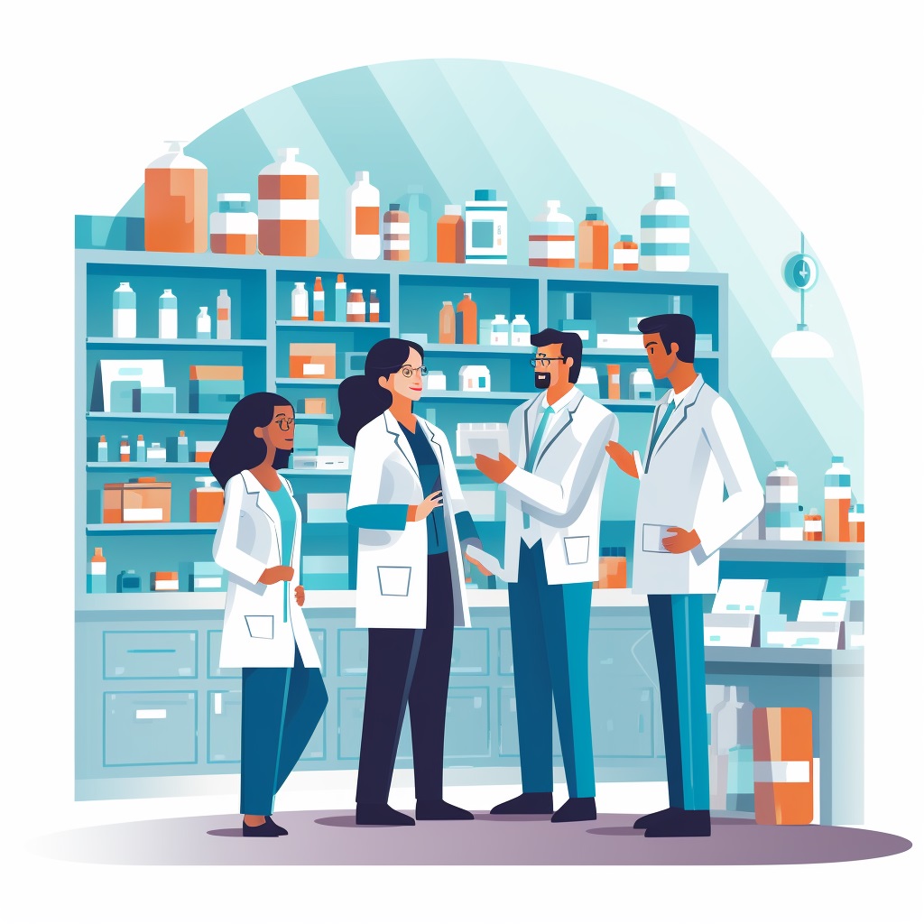 Pharmacy graduates working in labs, hospitals, and industry settings